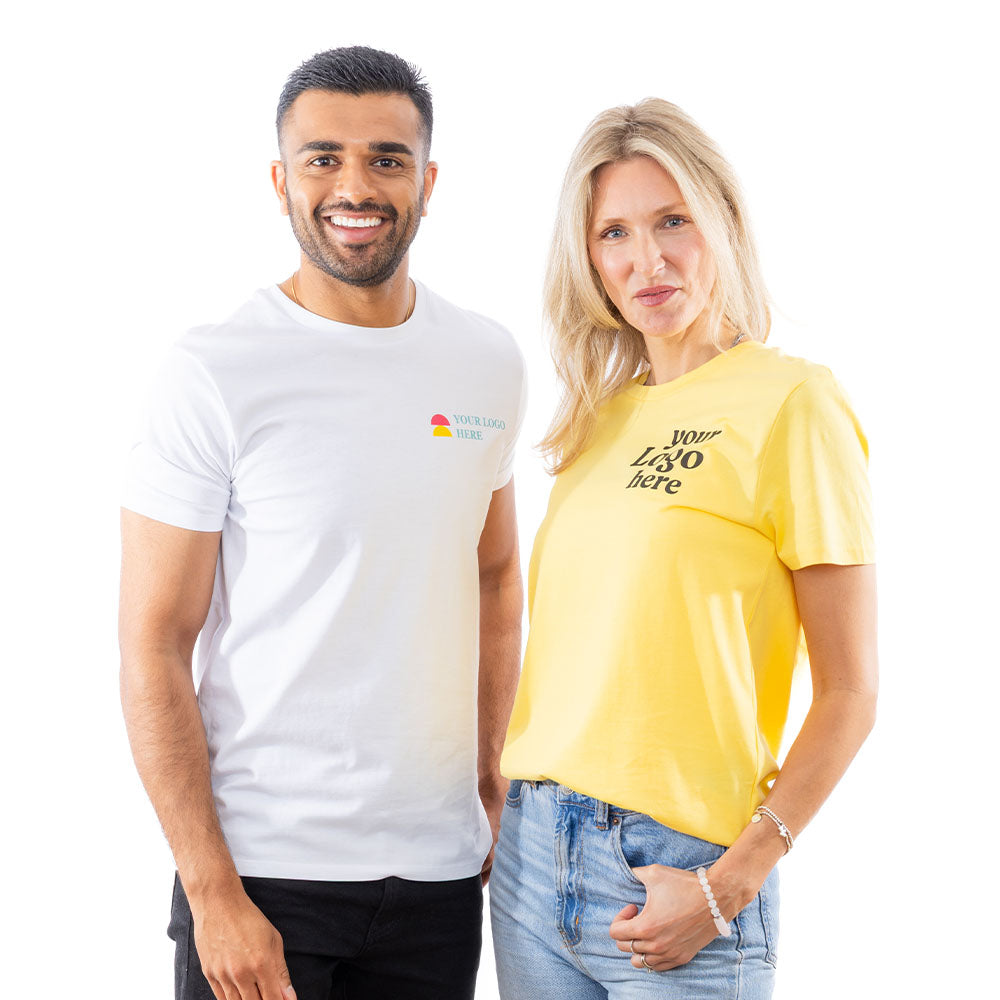 A man and a woman in Expo T-Shirts.