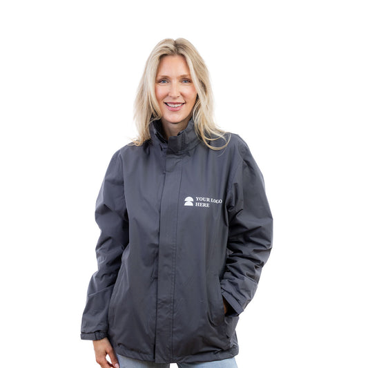 A woman in a grey Halo Winter Jacket.
